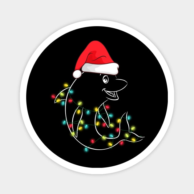 Funny Christmas Dolphin Santa hat Xmas Pajama Boys Kids Girls Magnet by Jhon Towel